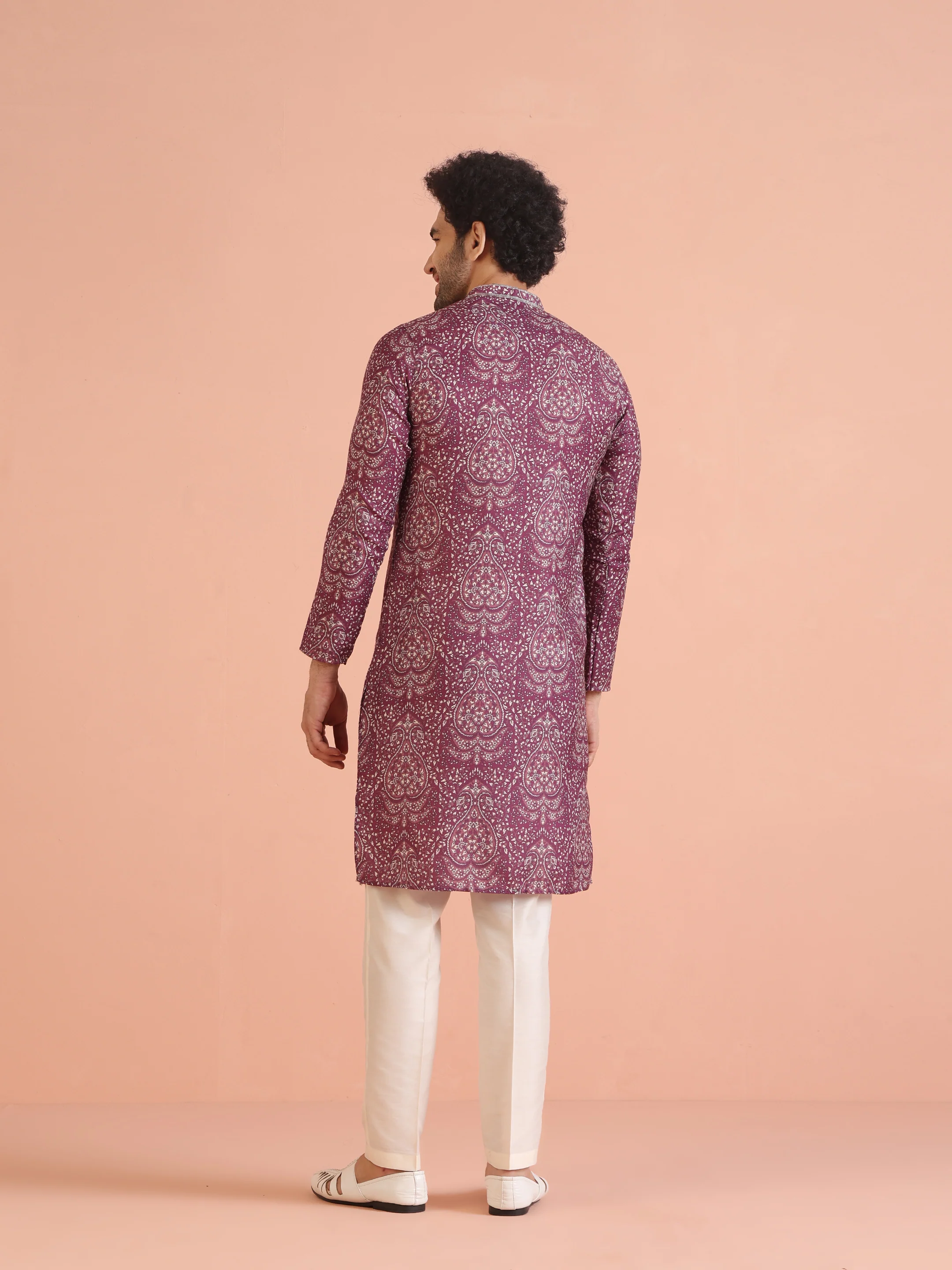 Maroon Art Silk Paisley Printed Kurta - Image 5