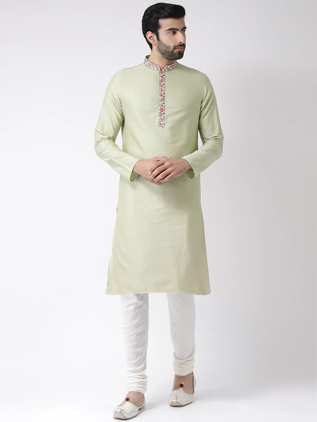 Men's Green Kurta Churidar Set