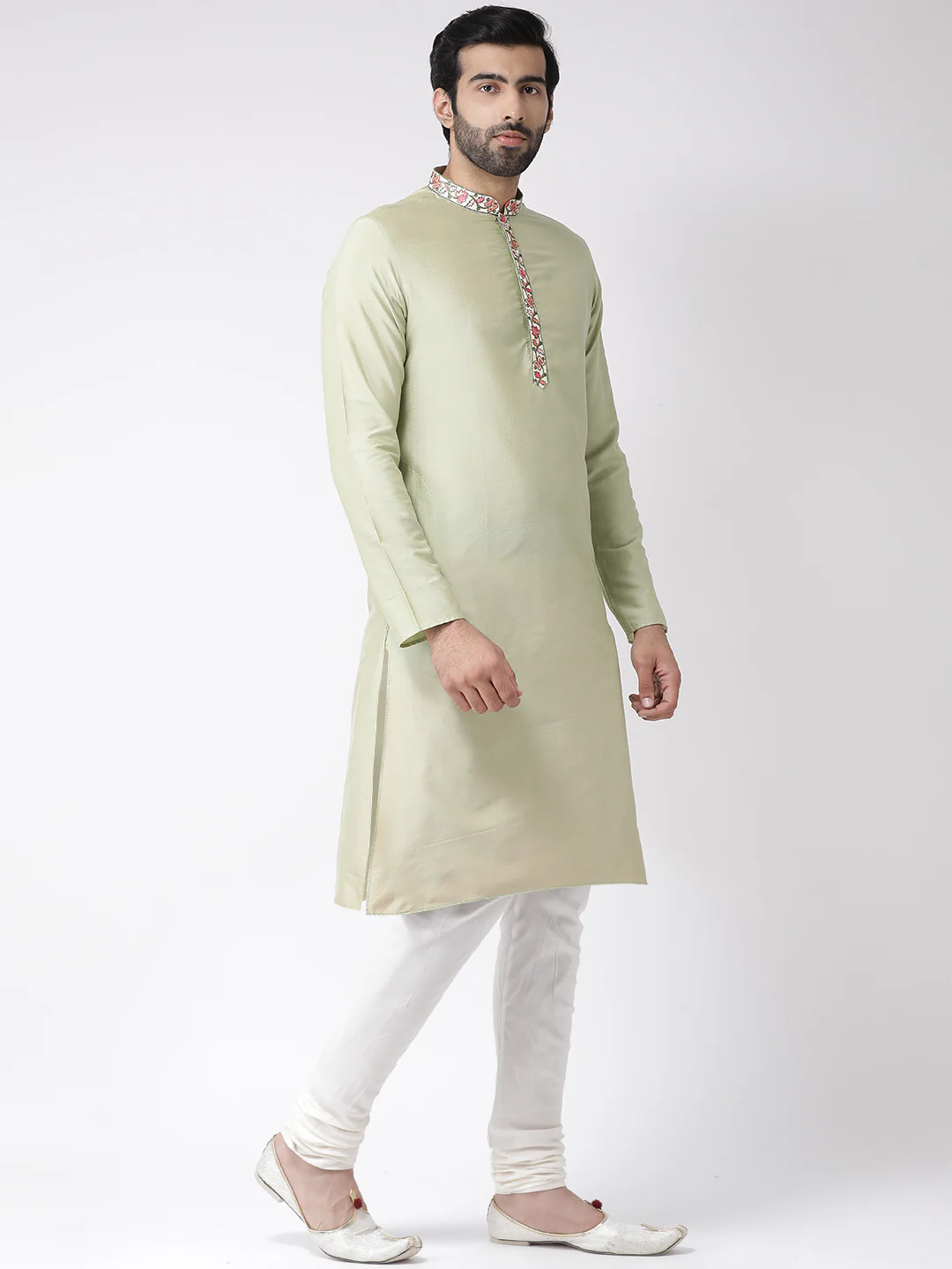 Men's Green Kurta Churidar Set - Image 2