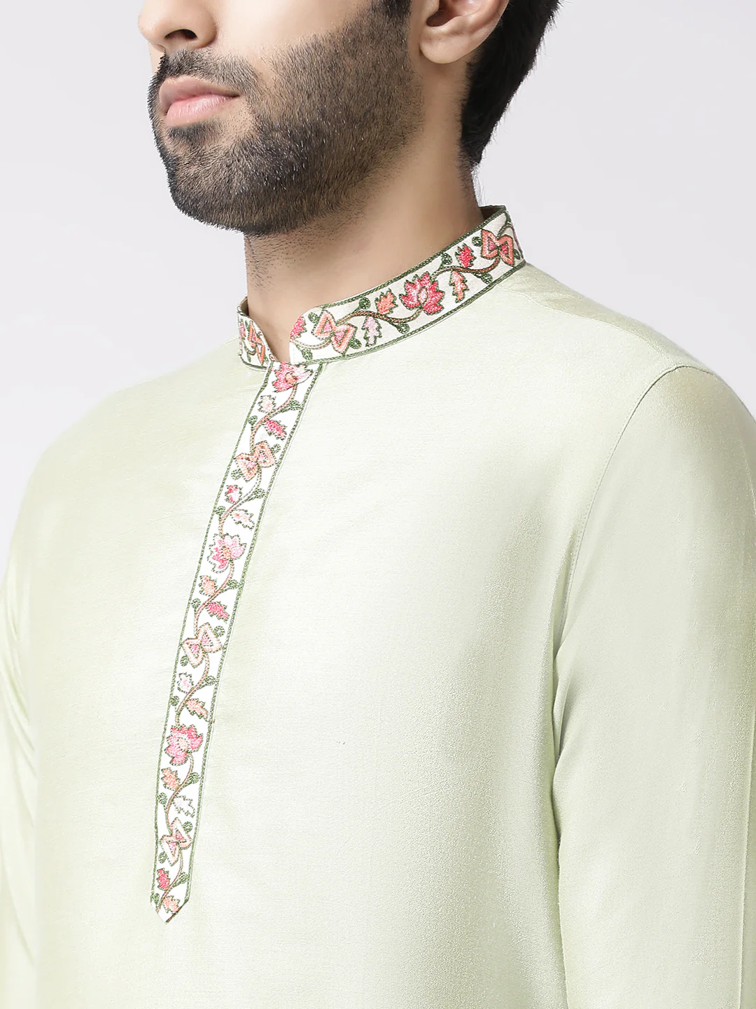 Men's Green Kurta Churidar Set - Image 5