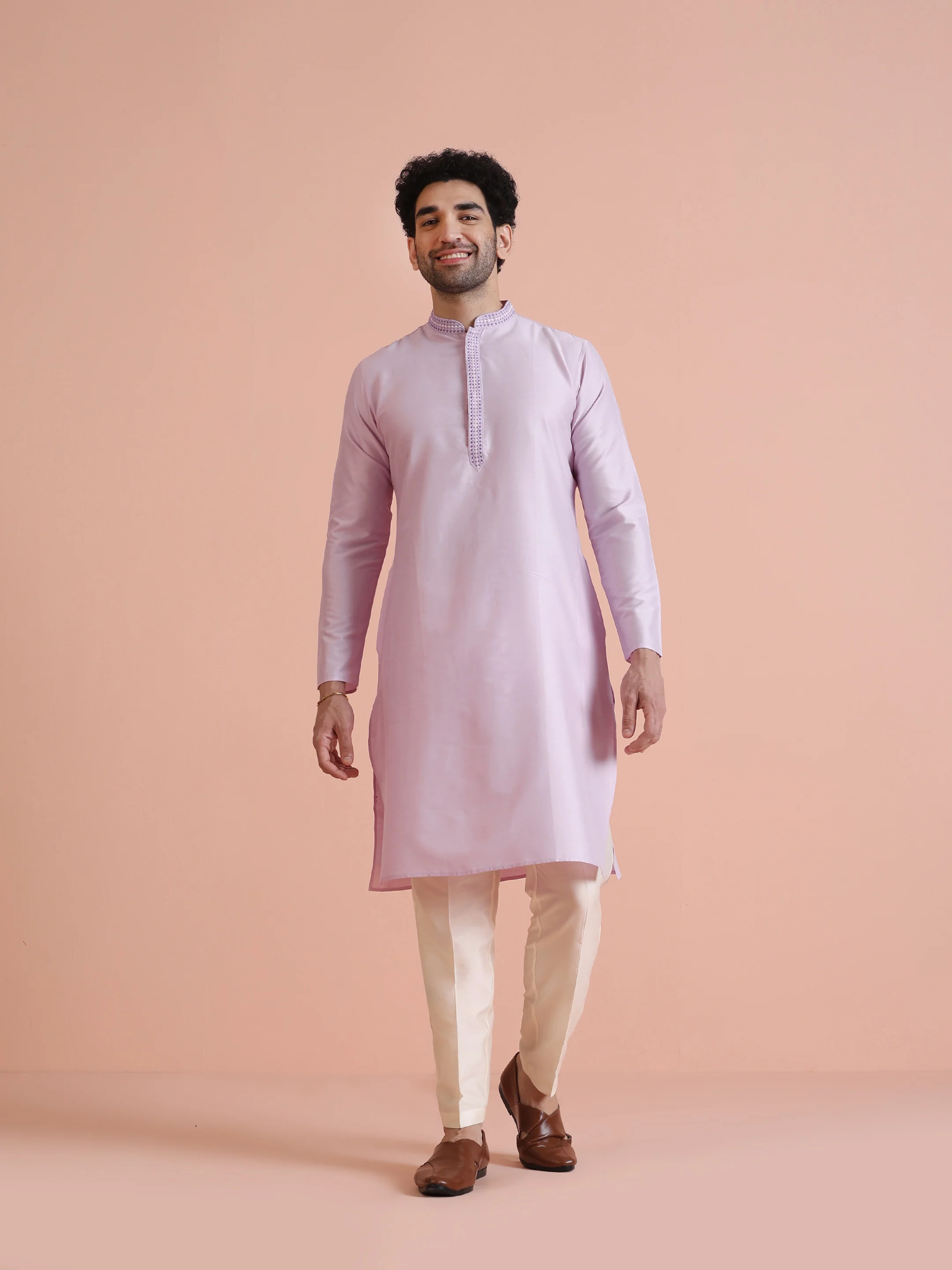Men's Lavender Kurta Trouser Set - Image 7