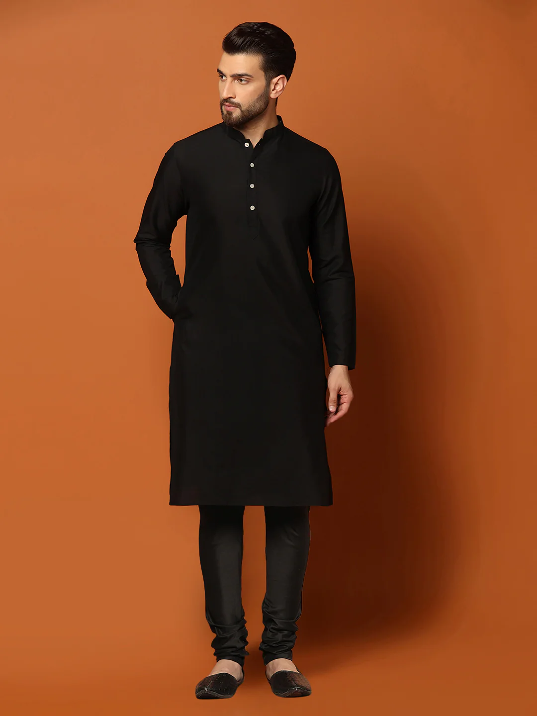 Men's Maroon Kurta Jacket Churidar Set - Image 5