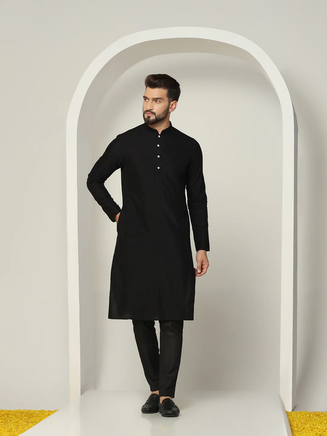 Maroon Jacquard Nehru Jacket Kurta Trouser Set - Image 5