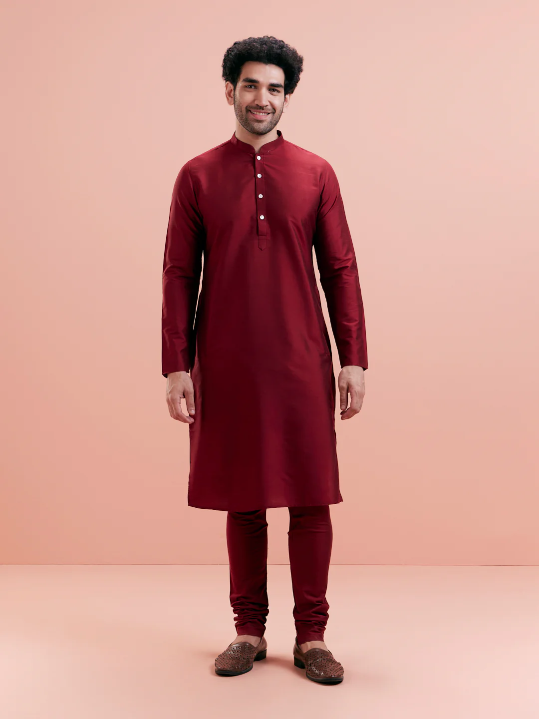 Maroon Jacket Kurta Churidar Set - Image 6