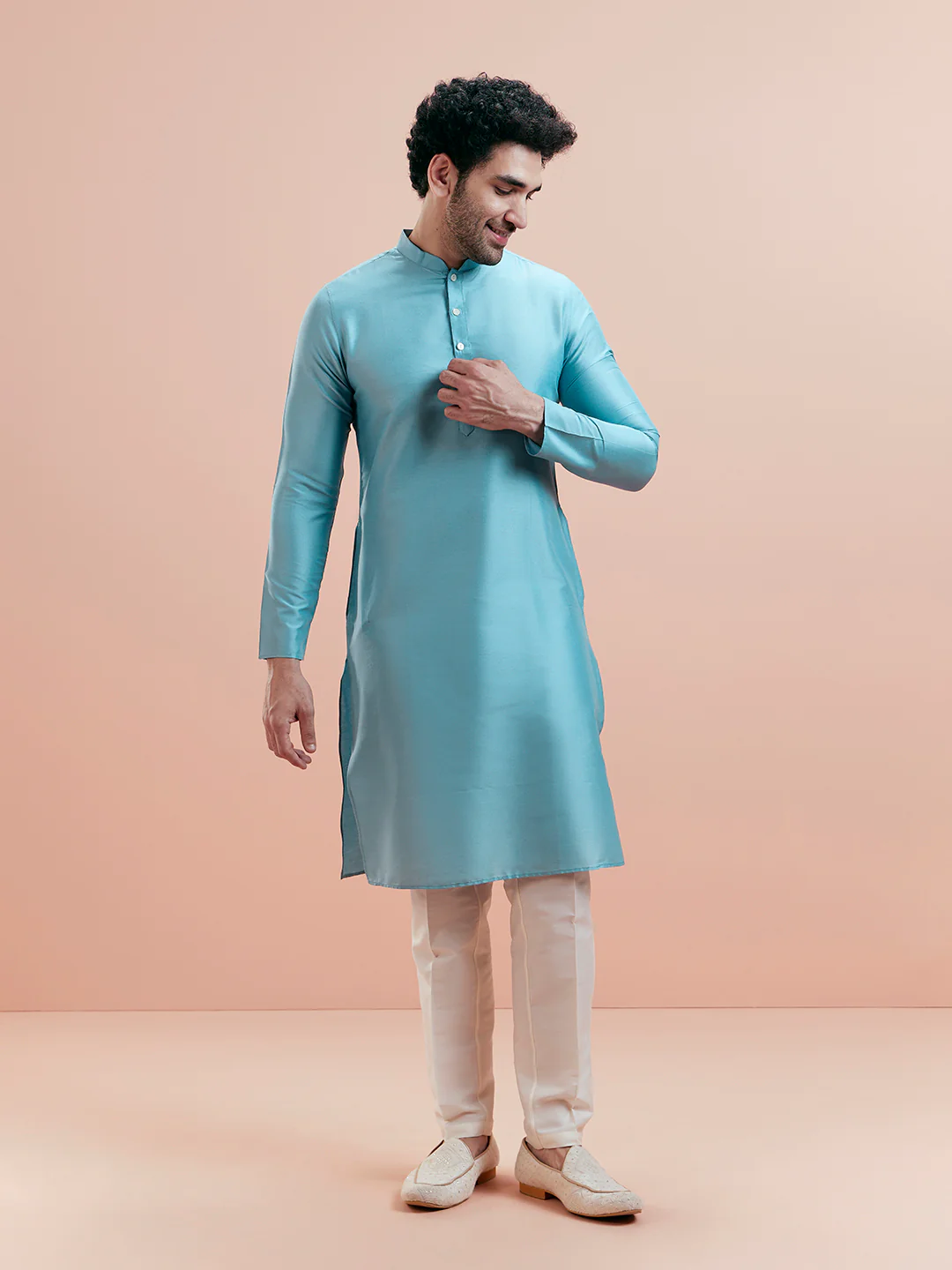 Multi Silk Printed Jacket Kurta Trouser Set - Image 7