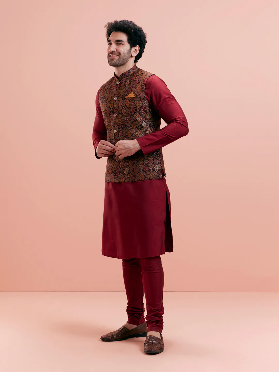 Multi Cotton Silk Printed Nehru Jacket - Image 5