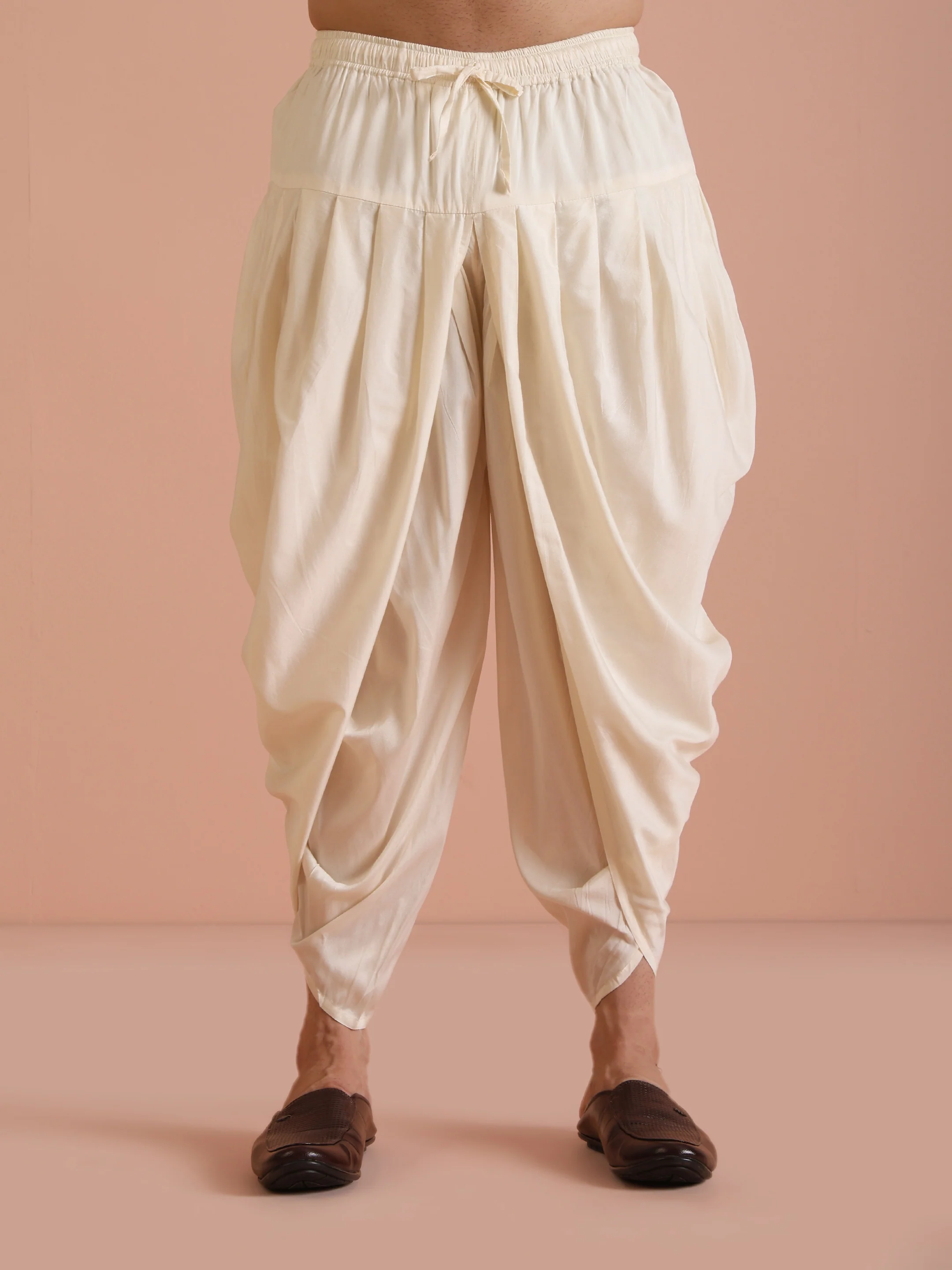 Cream Floral Silk Blend Sherwani Dhoti Set - Image 7
