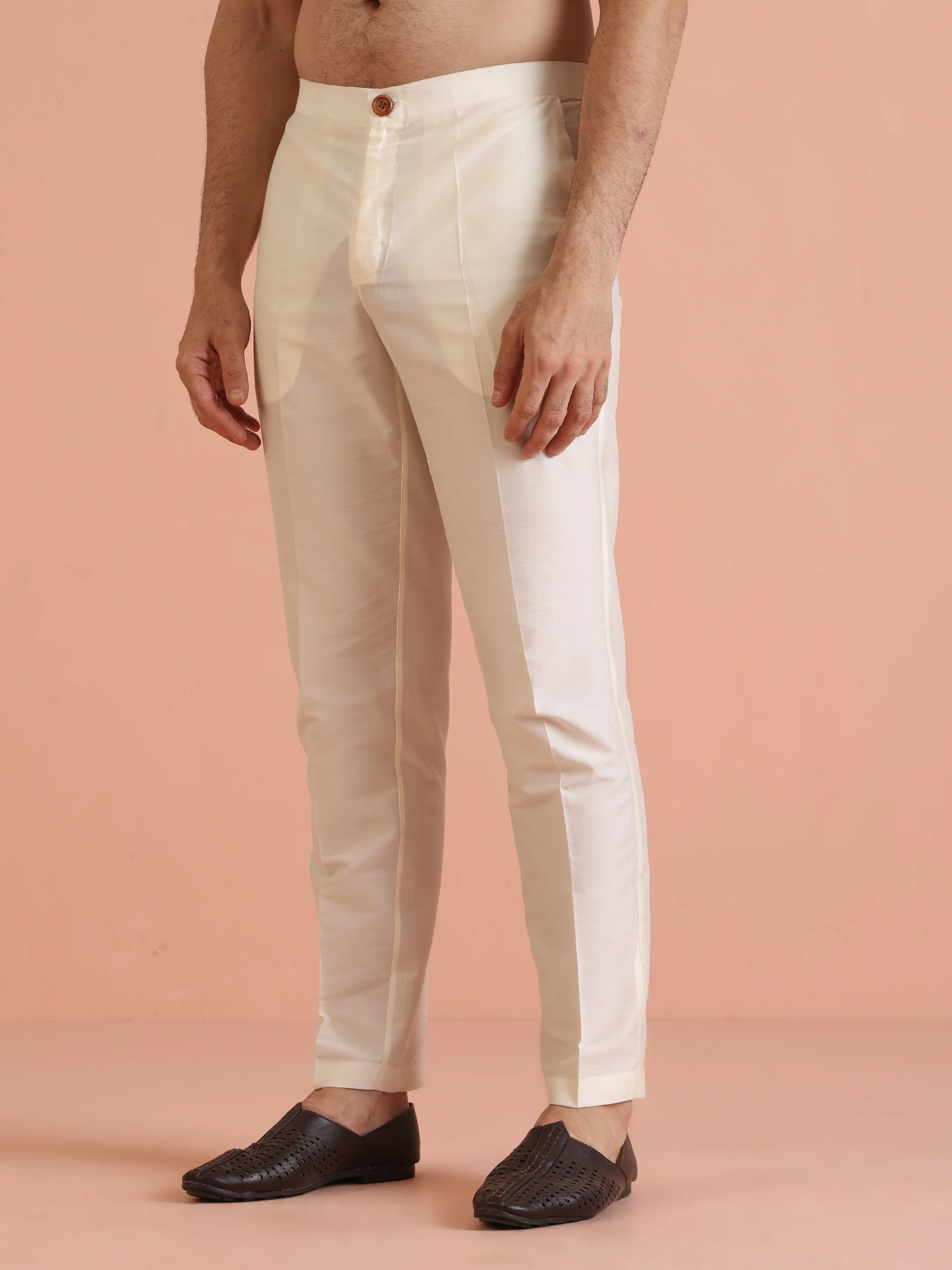 Cream Silk Blend Floral Sherwani with Kurta Trouser - Image 7