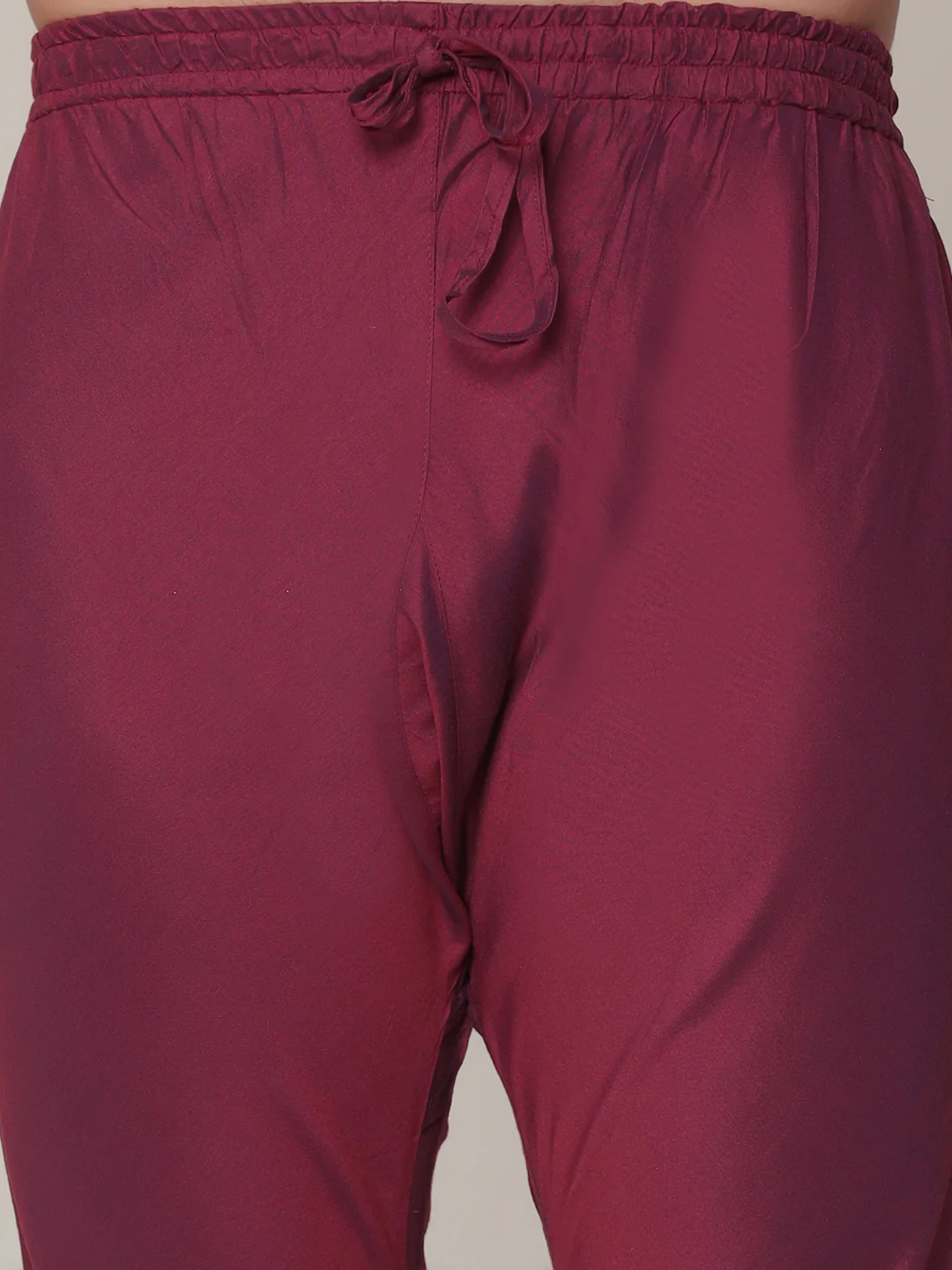 Men's Wine Kurta Jacket Churidar Set - Image 6