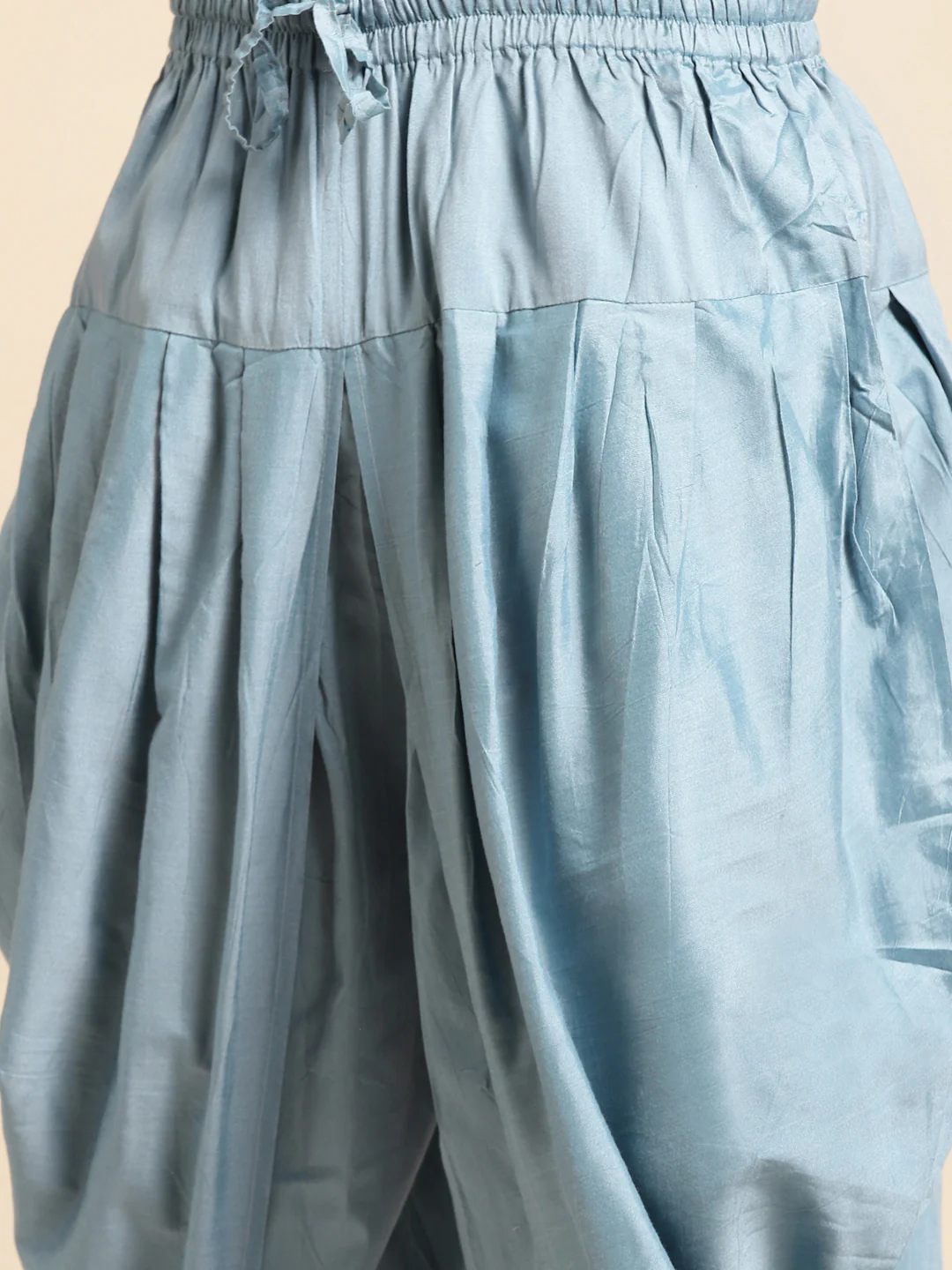 Cream Textured Sherwani with Blue Dhoti - Image 5