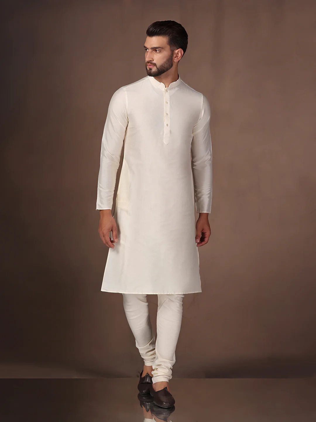 Off White Embellished Nehru Jacket Kurta Set - Image 5