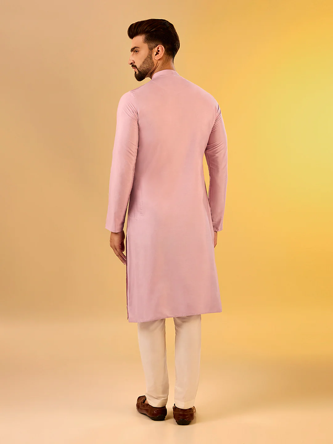 Men's Onion Pink Kurta Trouser Set - Image 4