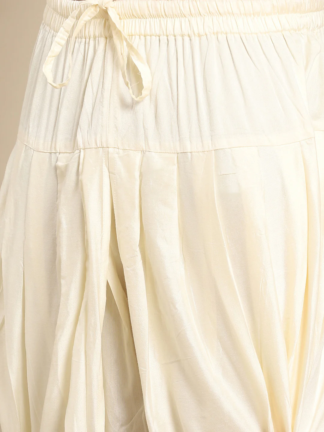 Cream Cotton Silk Mirror Work Kurta Dhoti Set - Image 8