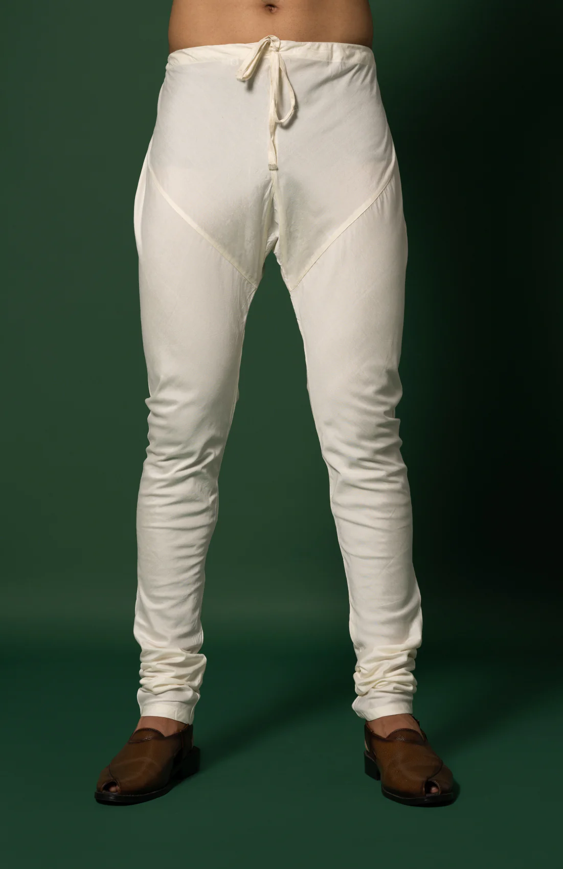 White Silk Blend Textured Jacket Kurta Churidar - Image 7