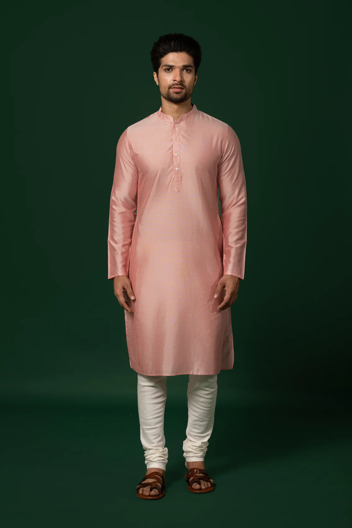 White Jacket Pink Kurta Churidar Set - Image 5