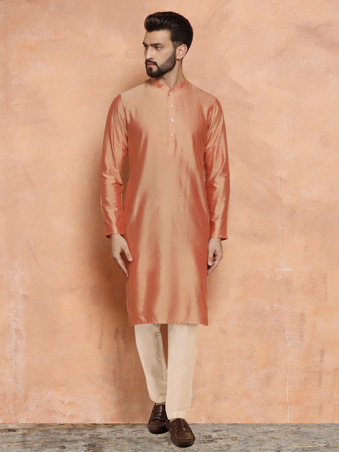 Men's White Kurta Jacket Trouser Set - Image 5