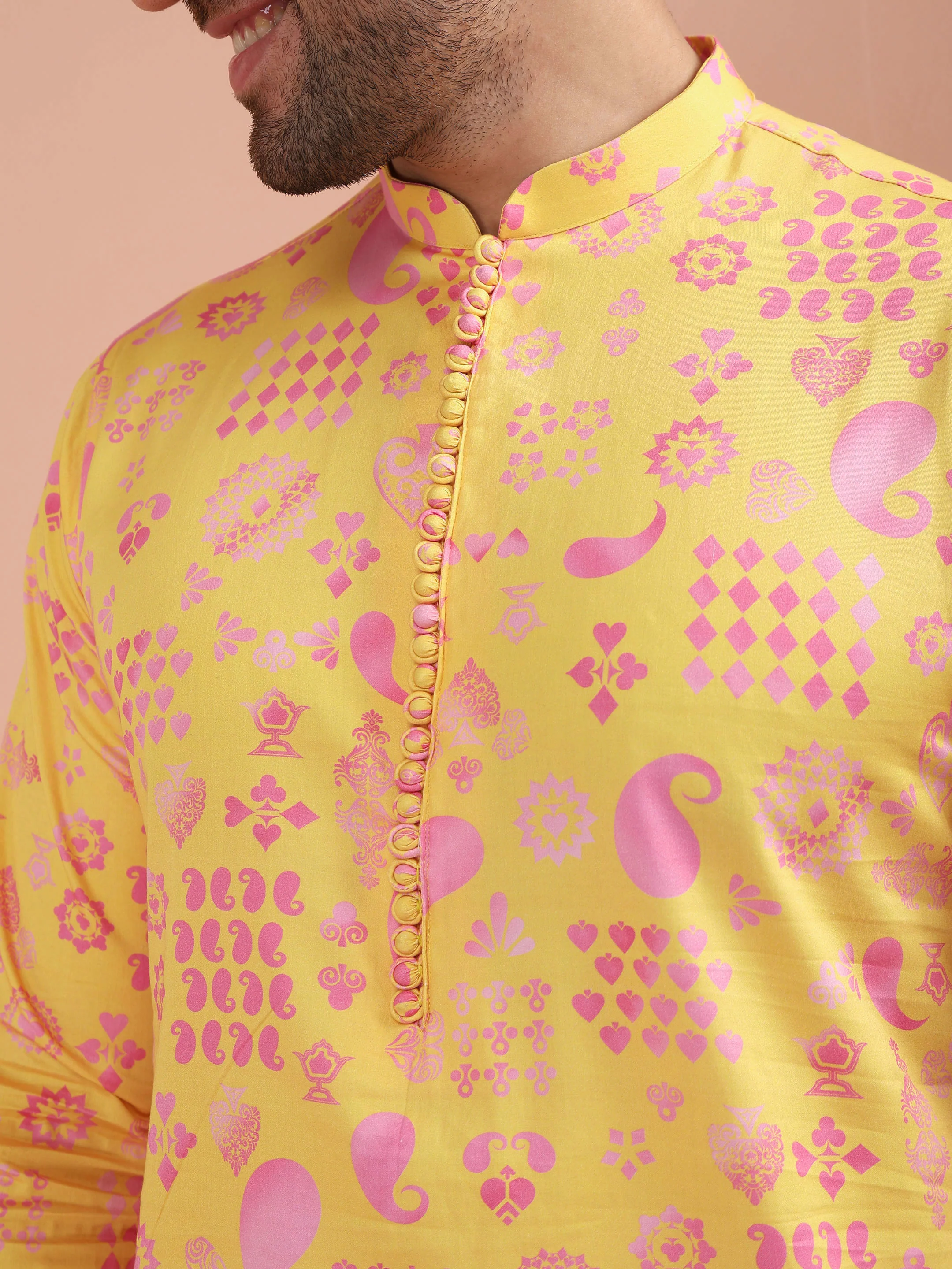 Yellow Printed Kurta-Printed Festive Wear - Image 5