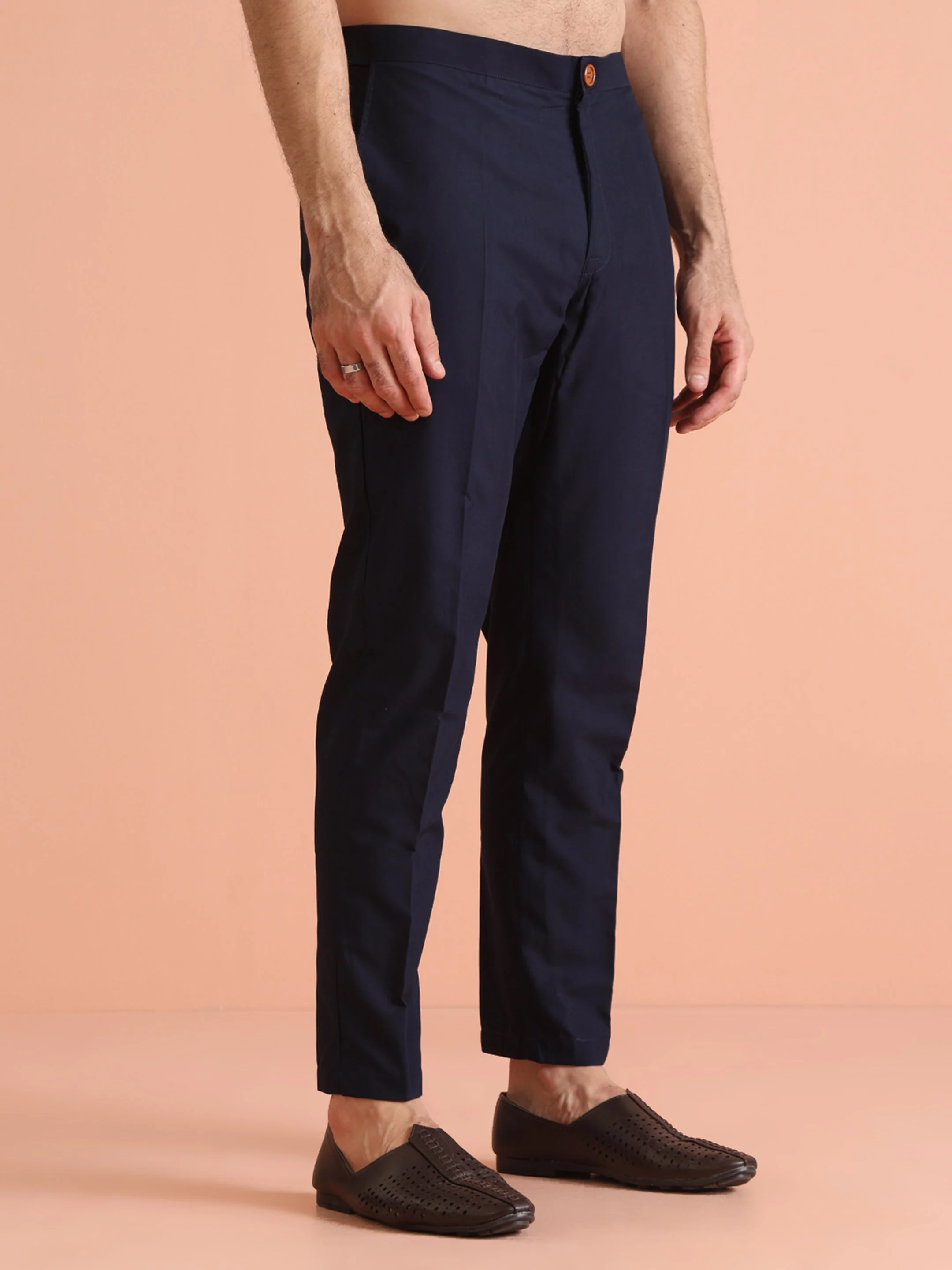 Kisah Navy Blue Silk Blend Indo Western Sherwani Set with Embroidered Detailing and Trousers - Image 6