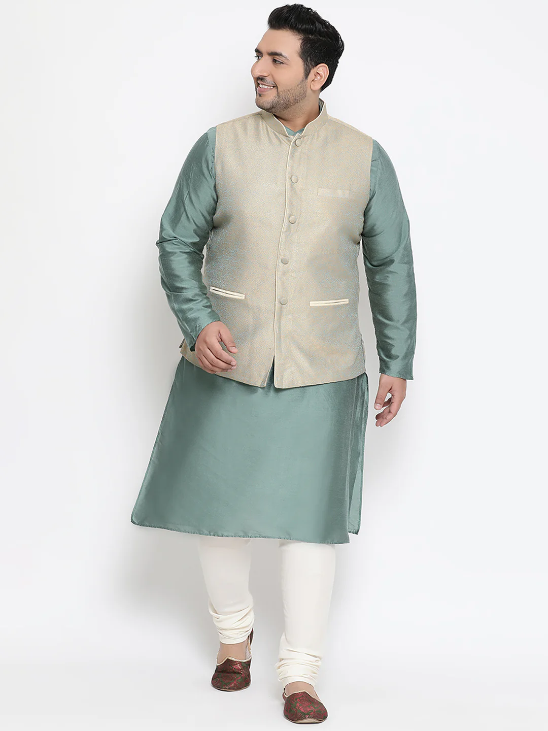 Men Green Nehru Jacket - Image 6