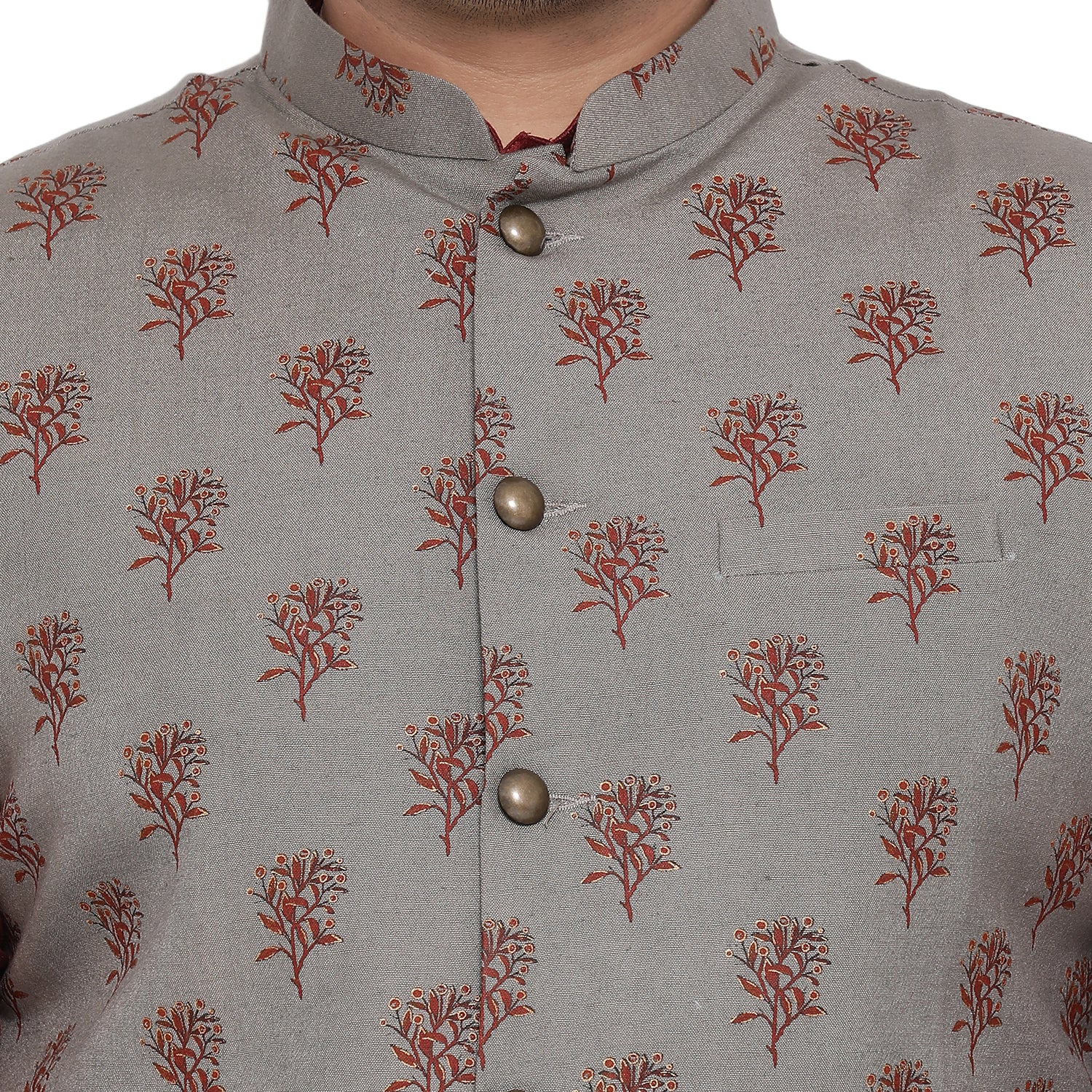 Men Grey Nehru Jacket - Image 5