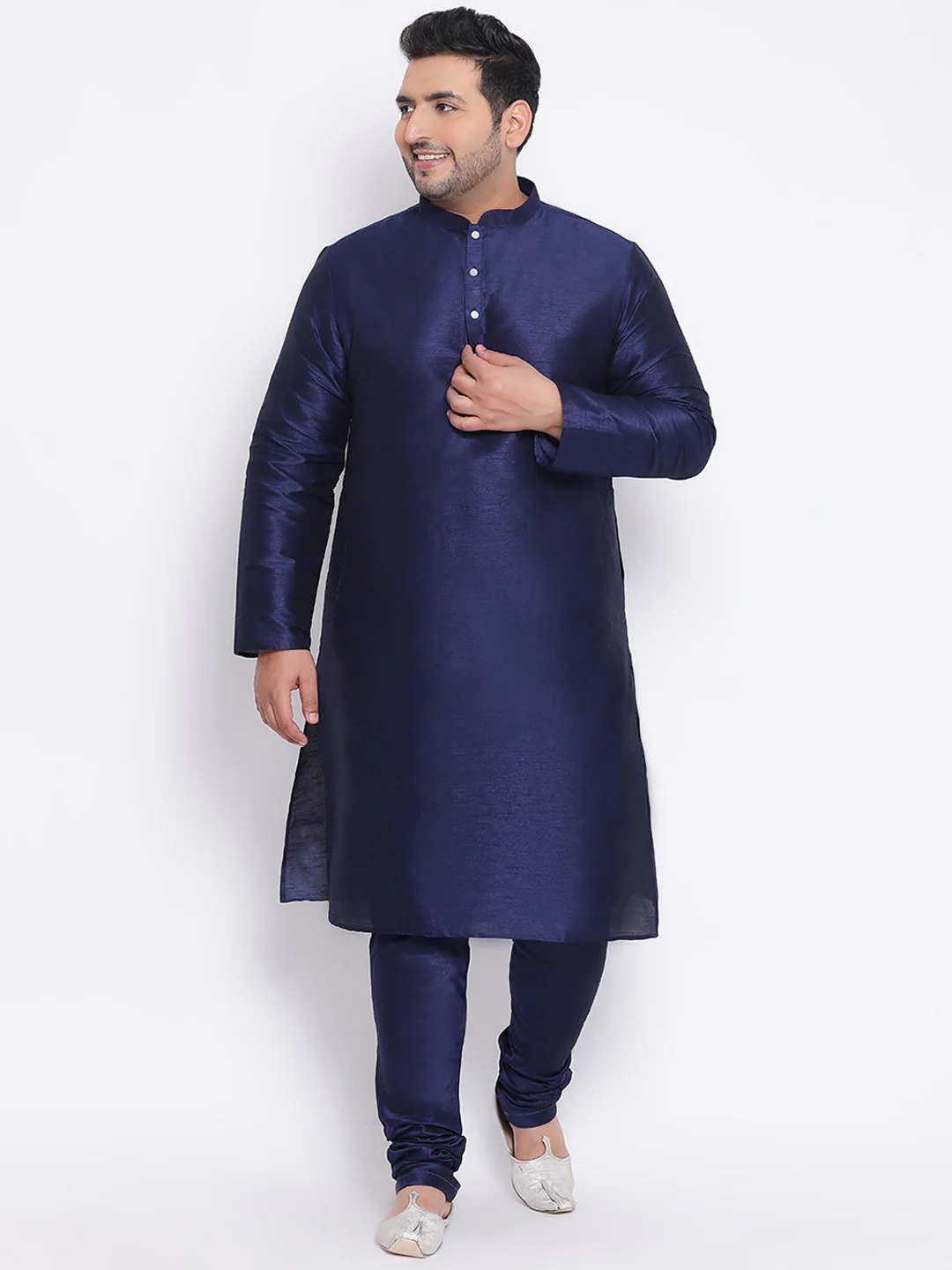 Kisah Plus Men Magenta Kurta Jacket Churidar Set - Image 5