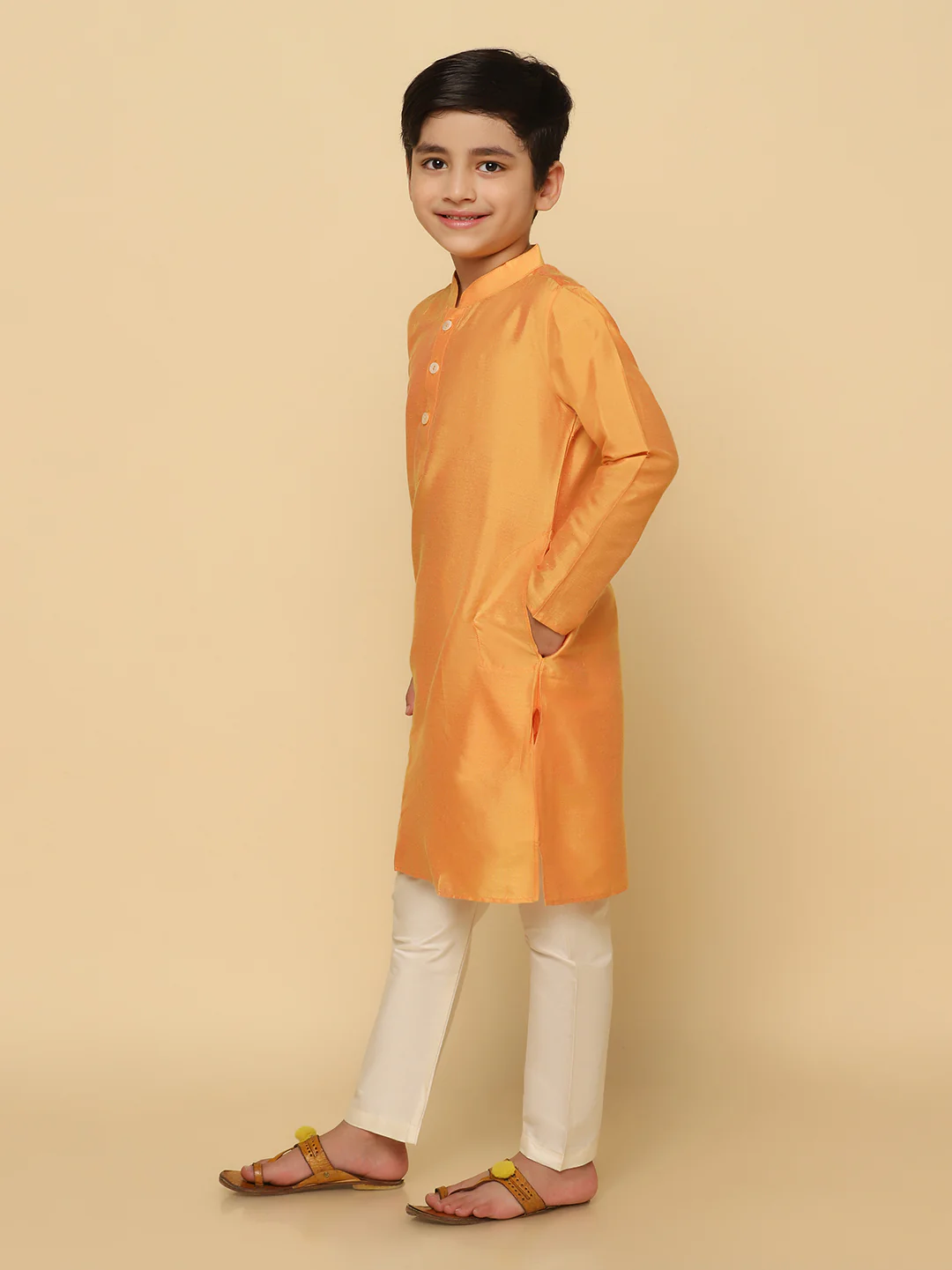 Boy's Orange Kurta - Image 3