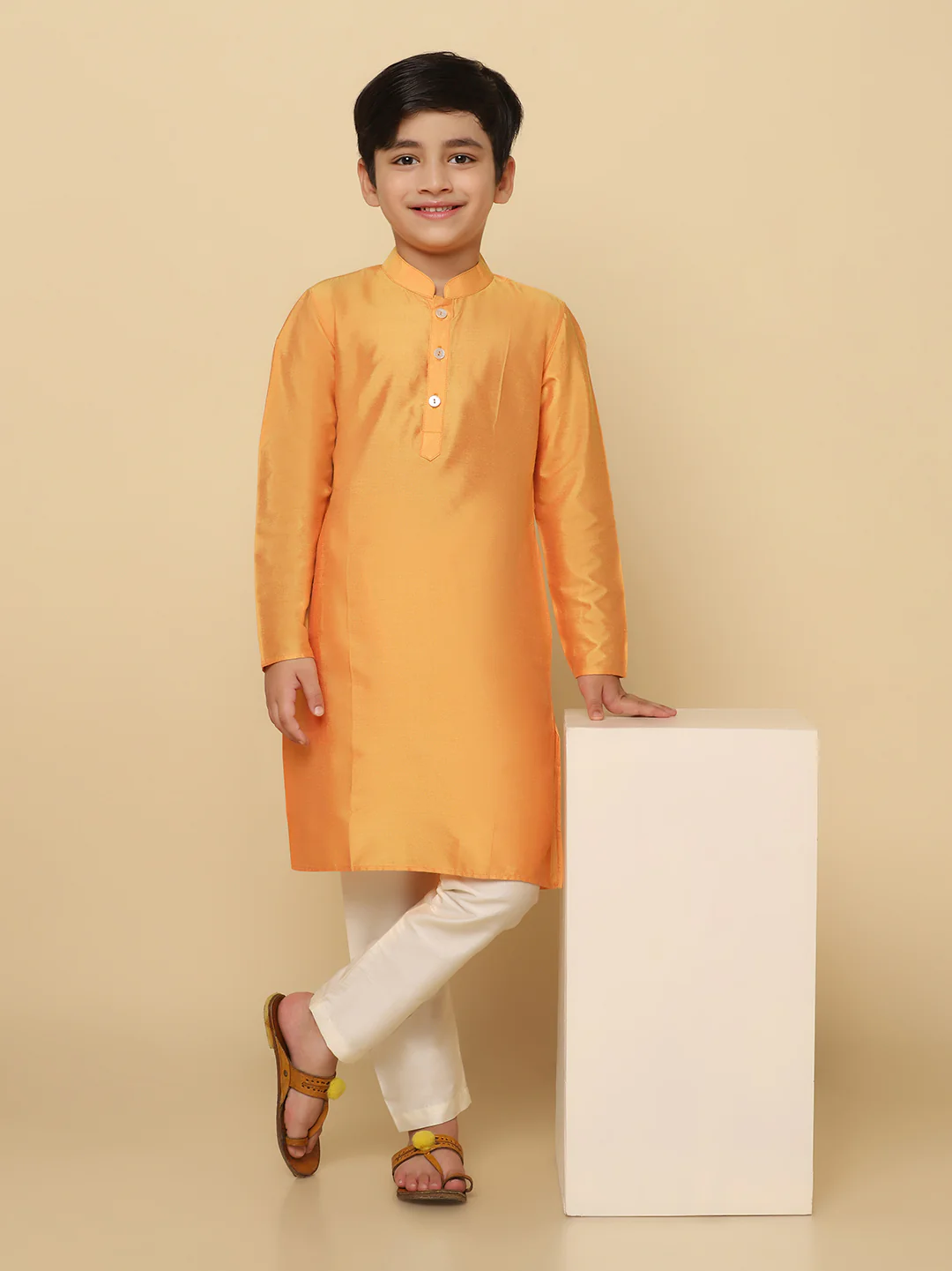 Boy's Orange Kurta - Image 6