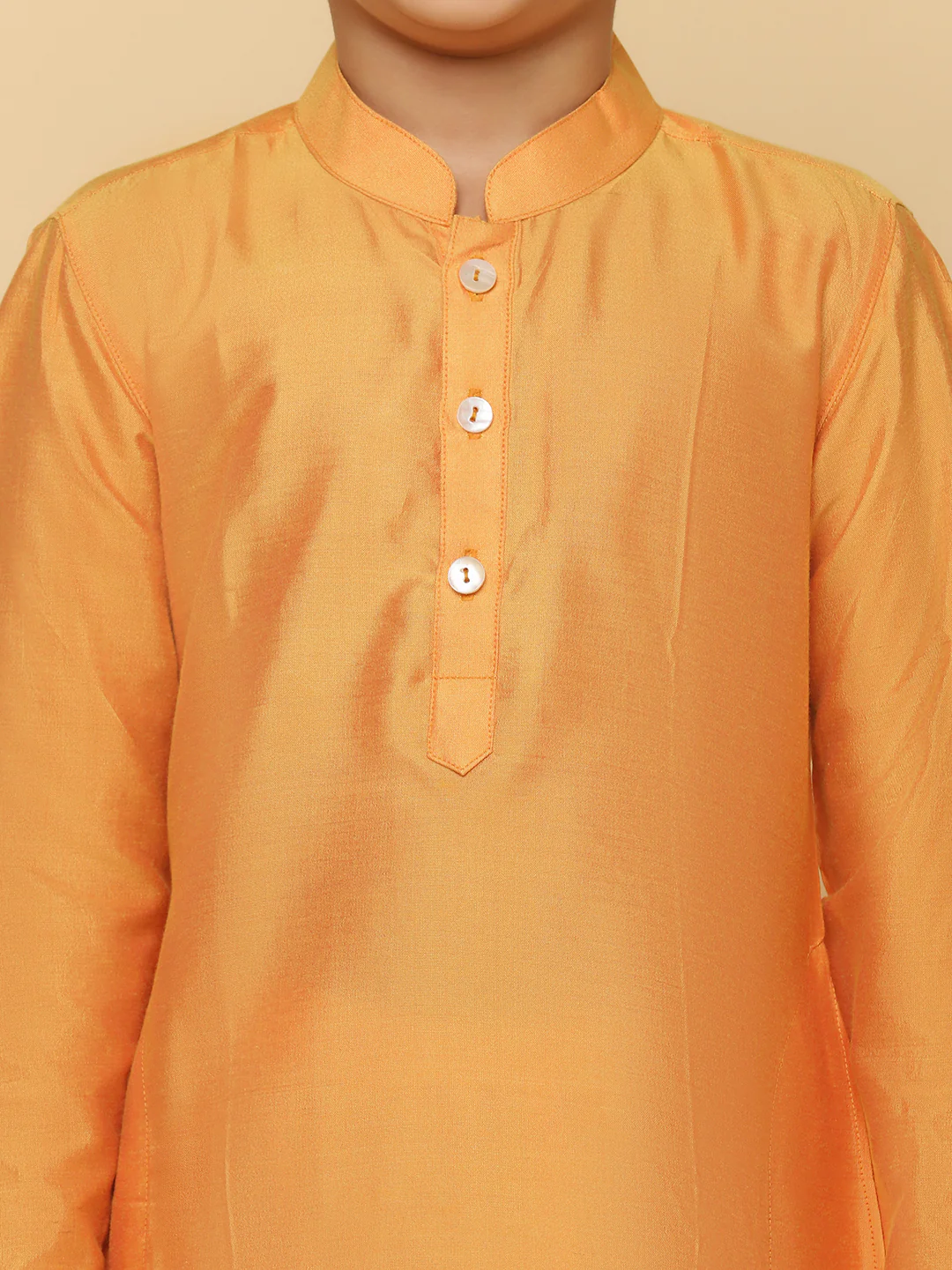 Boy's Orange Kurta Pyjama Set - Image 5
