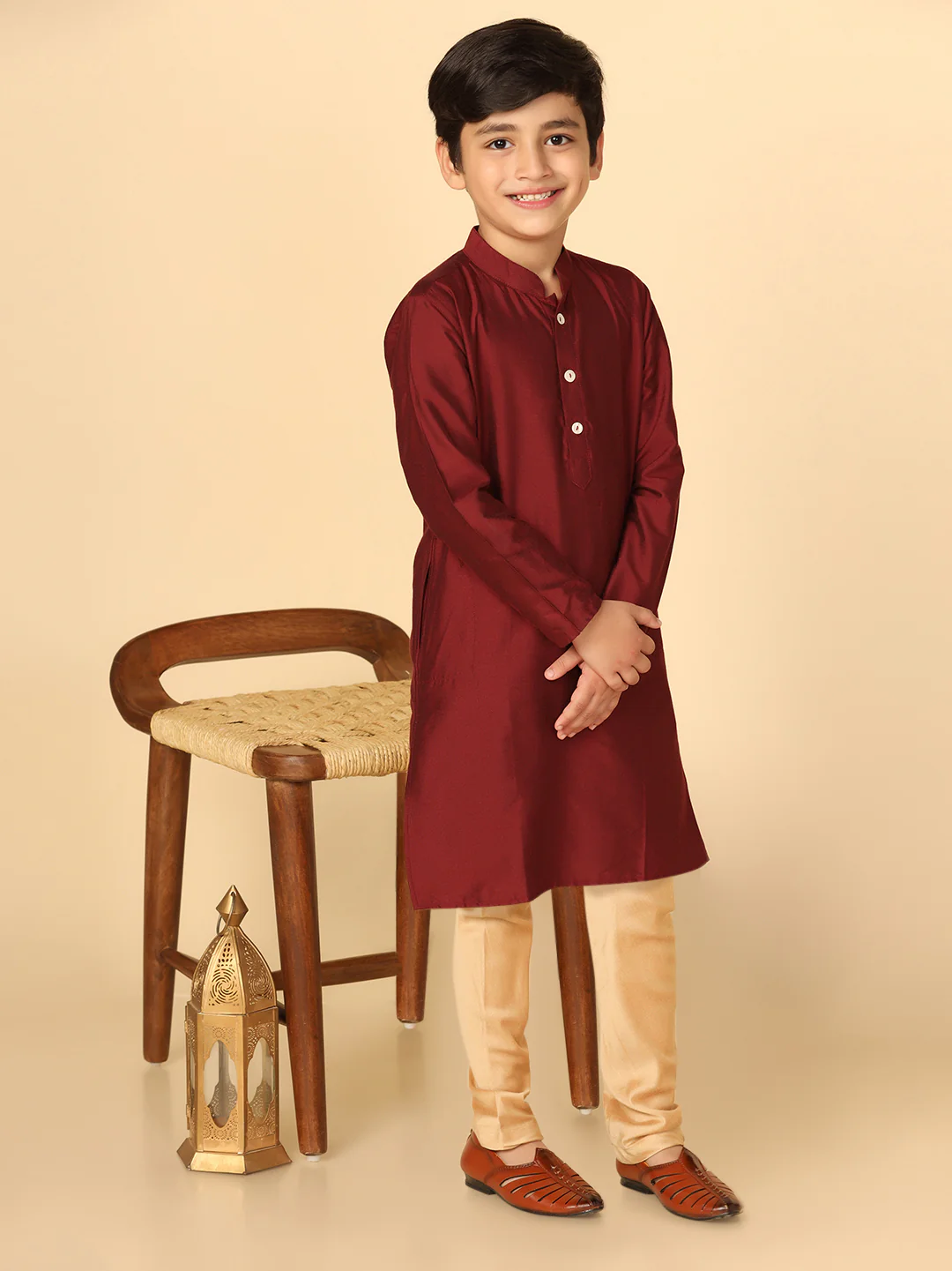 Boy's Maroon Kurta - Image 6