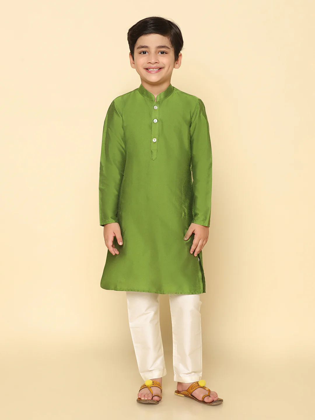 Boy's Green Kurta Pyjama Set
