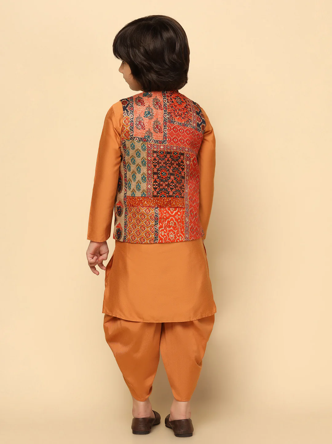 Boys Multi-Color Kurta Jacket Dhoti Sets - Image 4