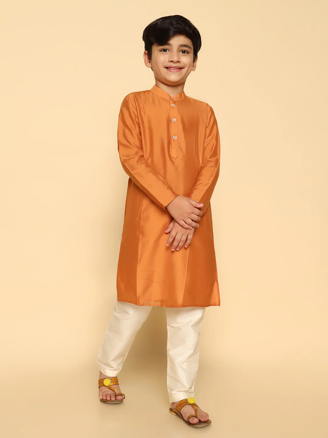 Boy's Mustard Kurta Pyjama Set - Image 2