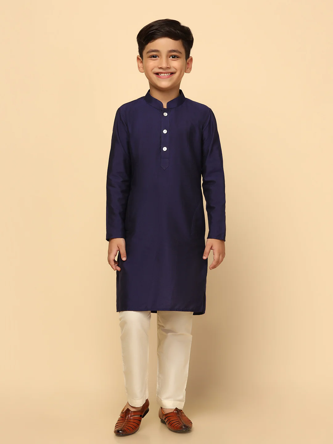 Boys Purple Kurta Jacket Pyjama Sets - Image 6