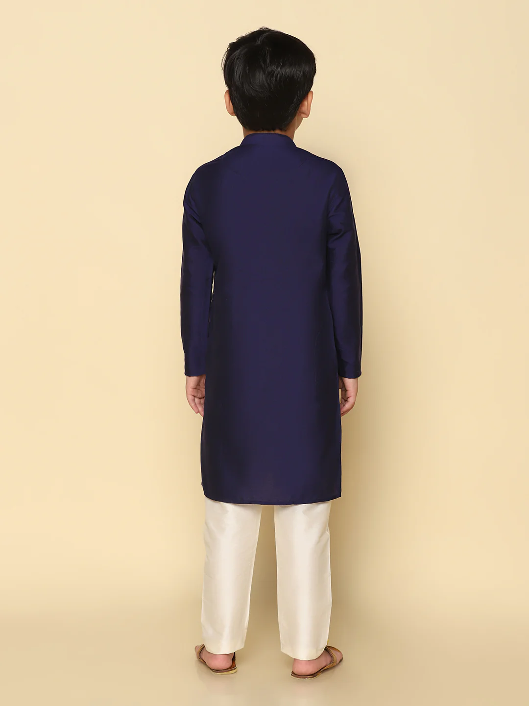 Boy's Navy Blue Kurta Pyjama Set - Image 4