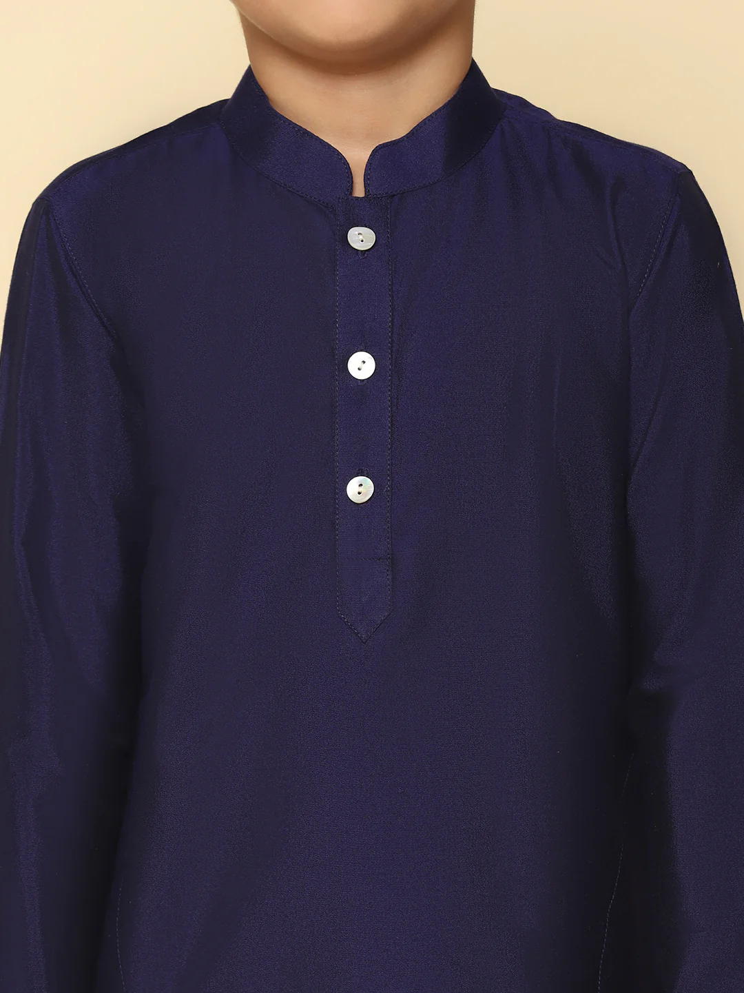 Boy's Navy Blue Kurta Pyjama Set - Image 5