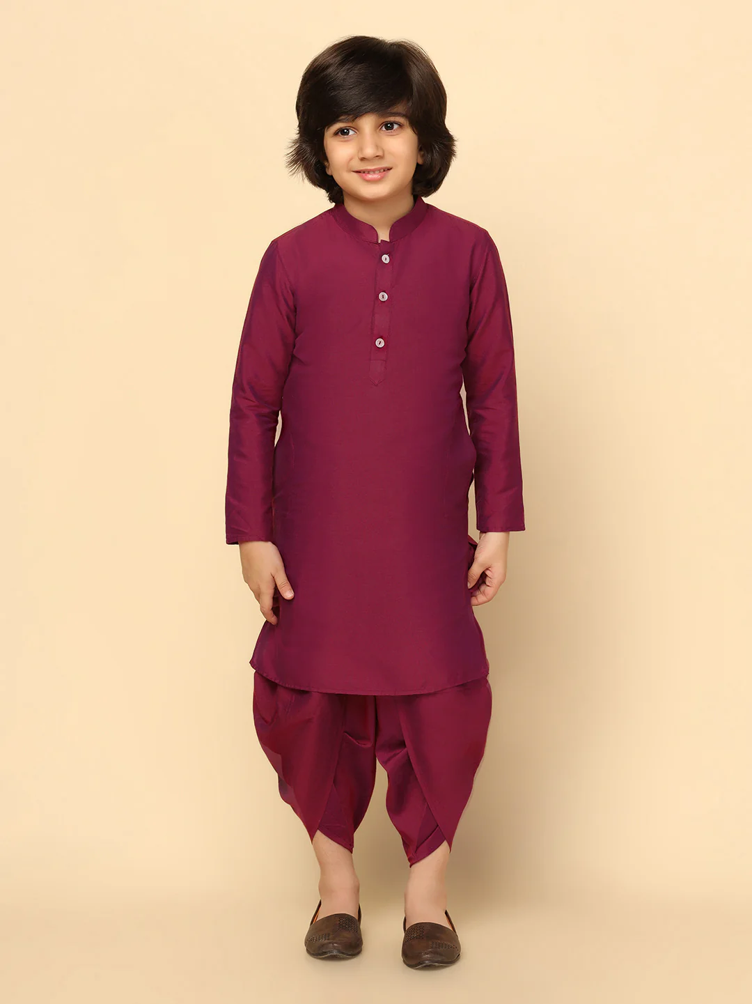 Boys Multi-Color Kurta Jacket Dhoti Sets - Image 6