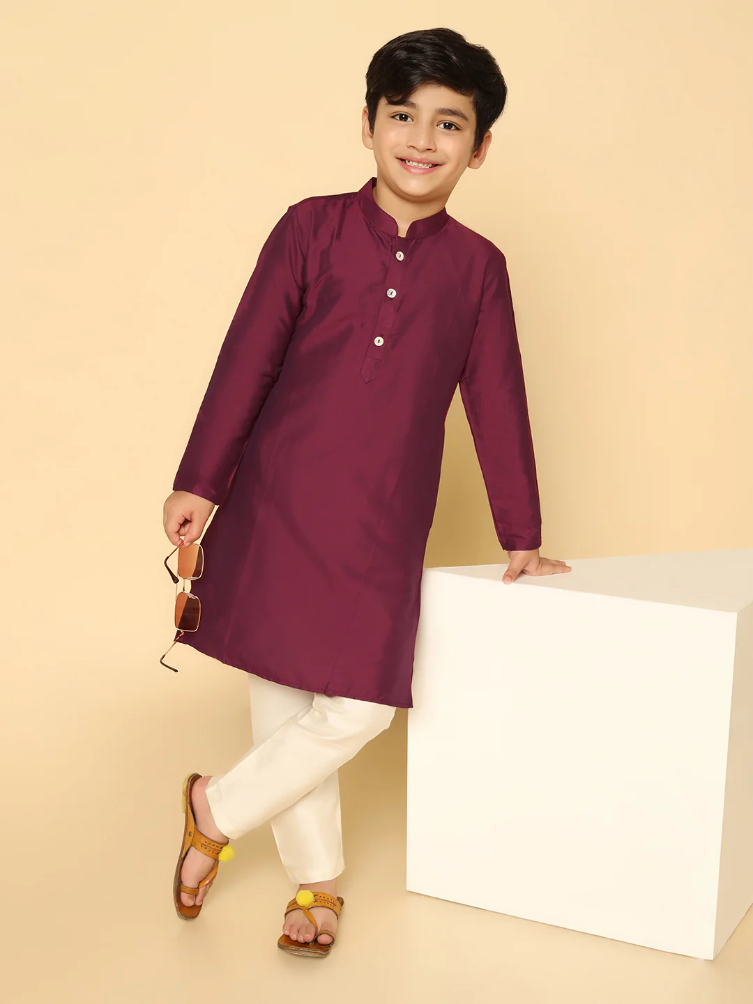 Boy's Magenta Kurta - Image 6