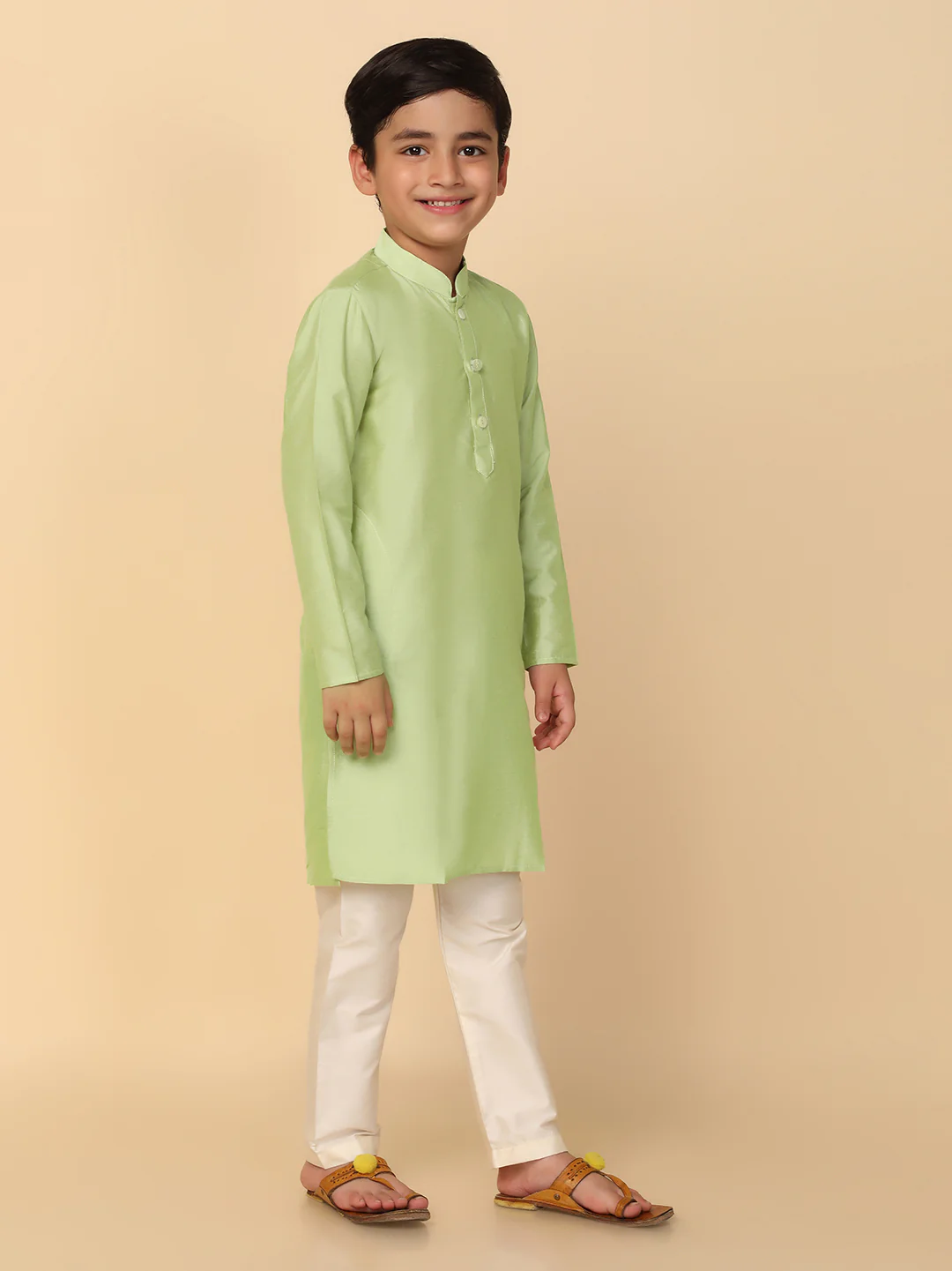 Boy's Light Green Kurta Pyjama Set - Image 2
