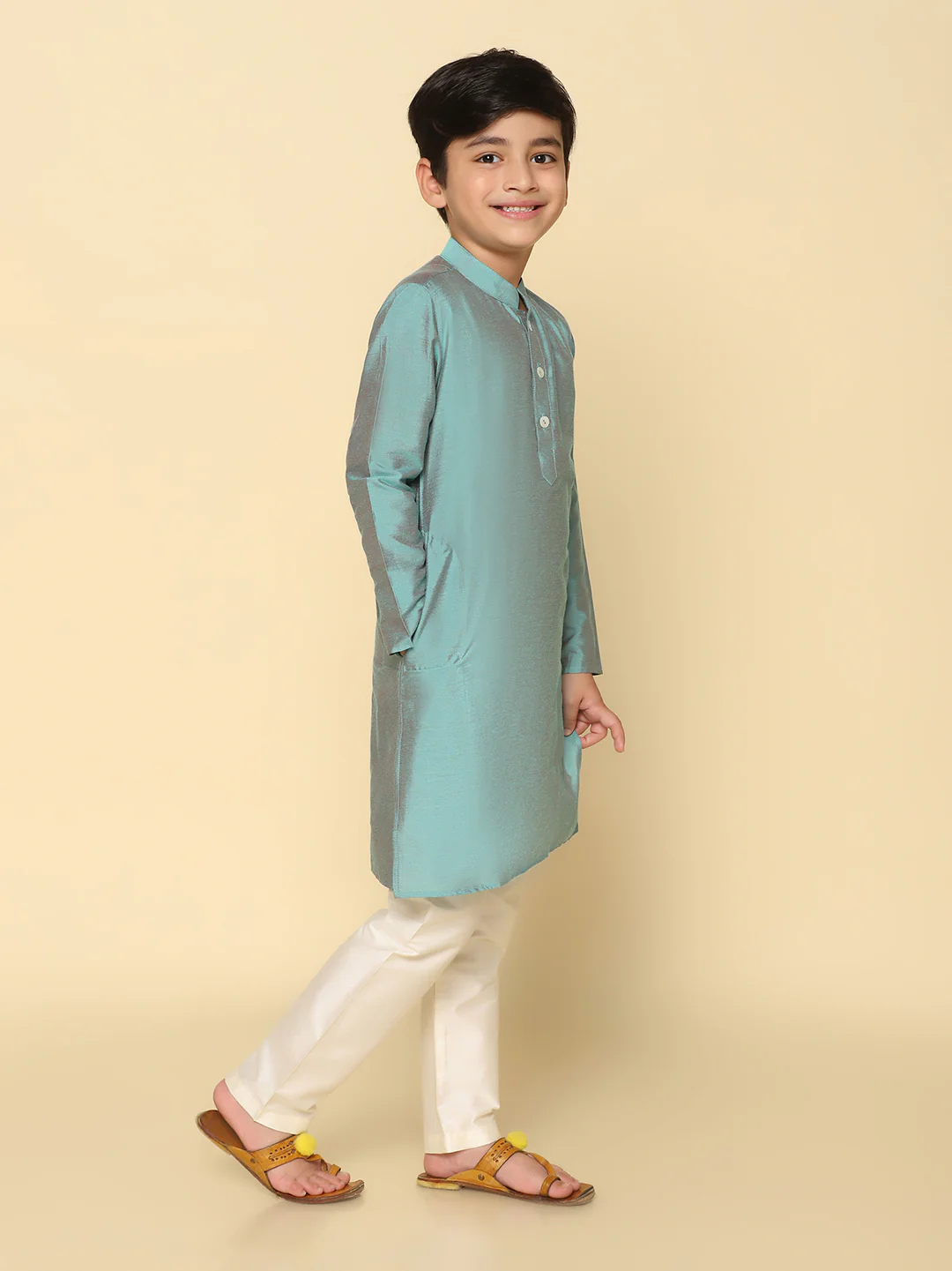 Boy's Green Kurta - Image 2