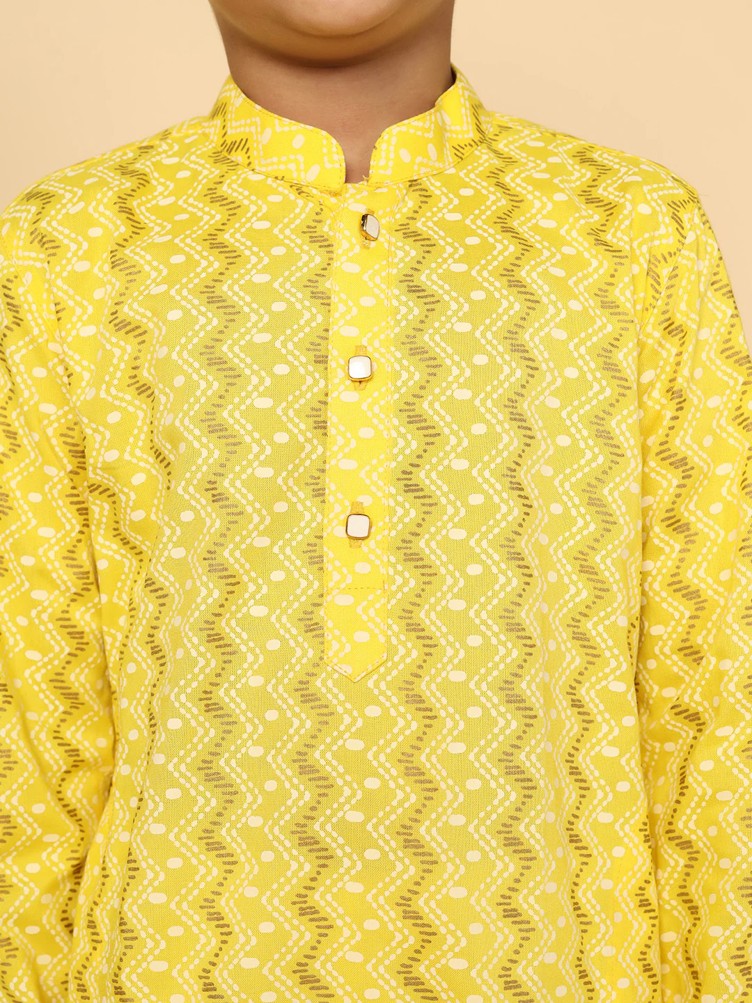 Boy's Yellow Kurta Pyjama Set - Image 5