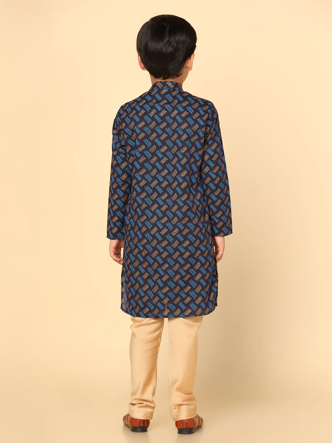Boy's Blue Printed Kurta - Image 4