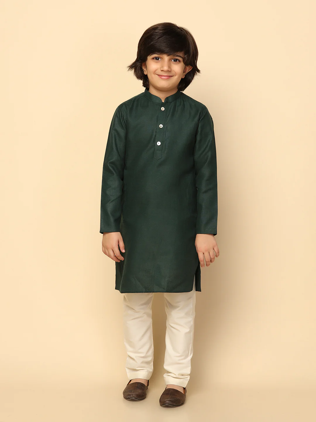 Boy's Black Printed Kurta Jacket Churidar - Image 6