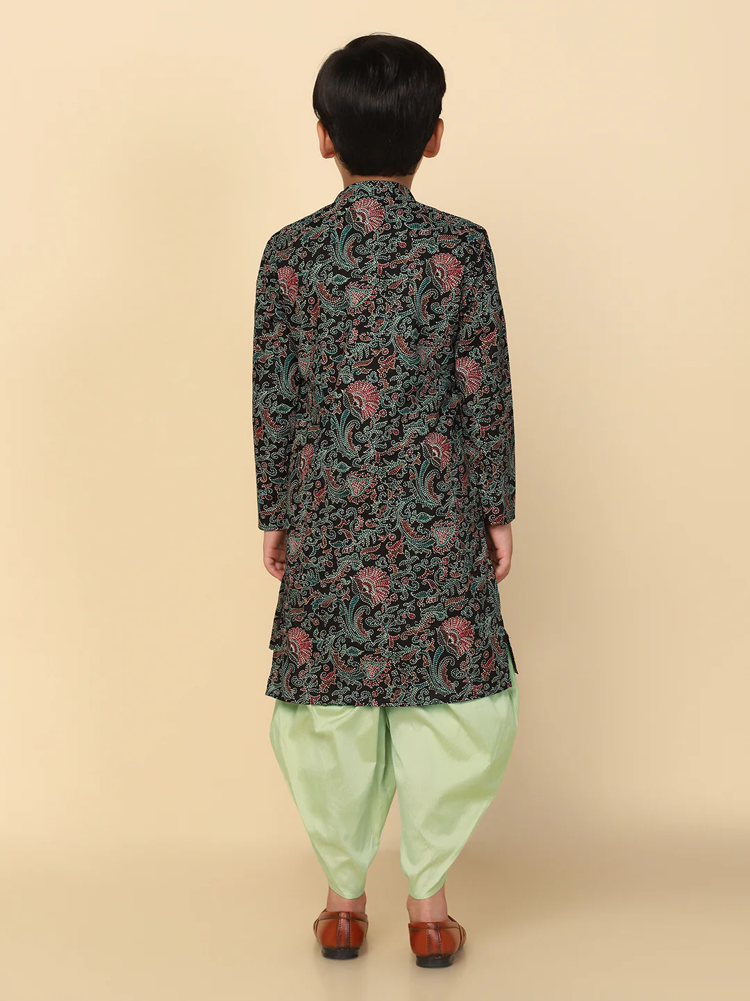 Boy's Black Kurta Dhoti Set - Image 3