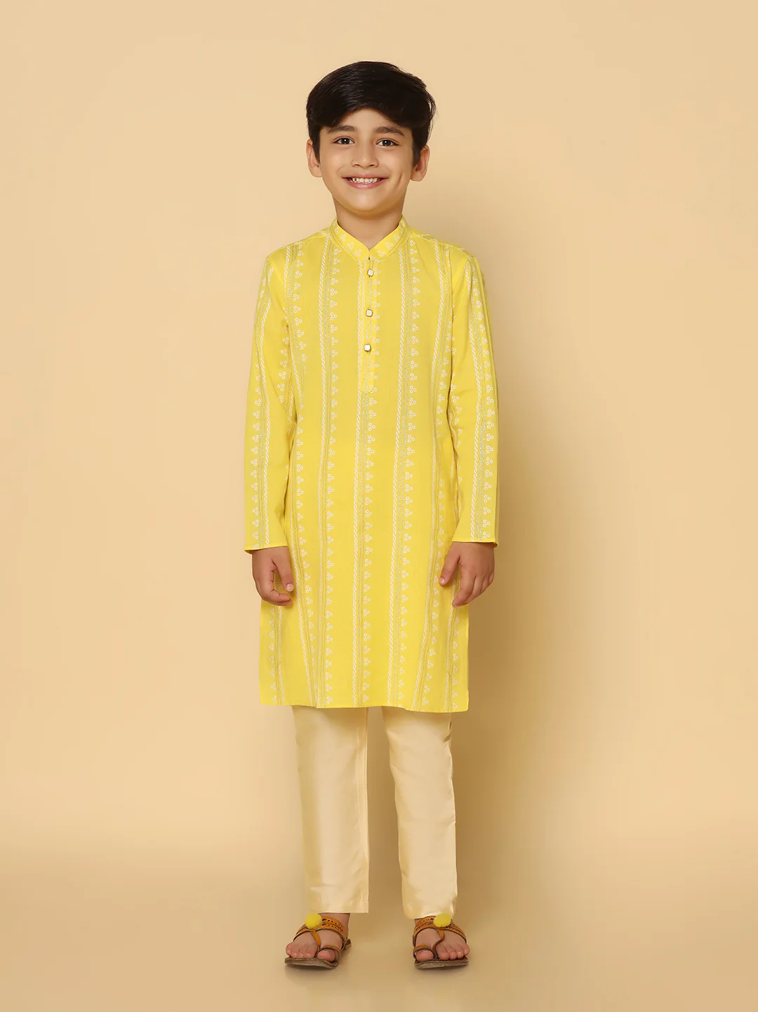Boy's Yellow Kurta Pyjama Set