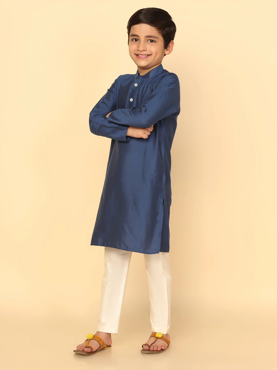 Boy's Blue Kurta Pyjama Set - Image 2