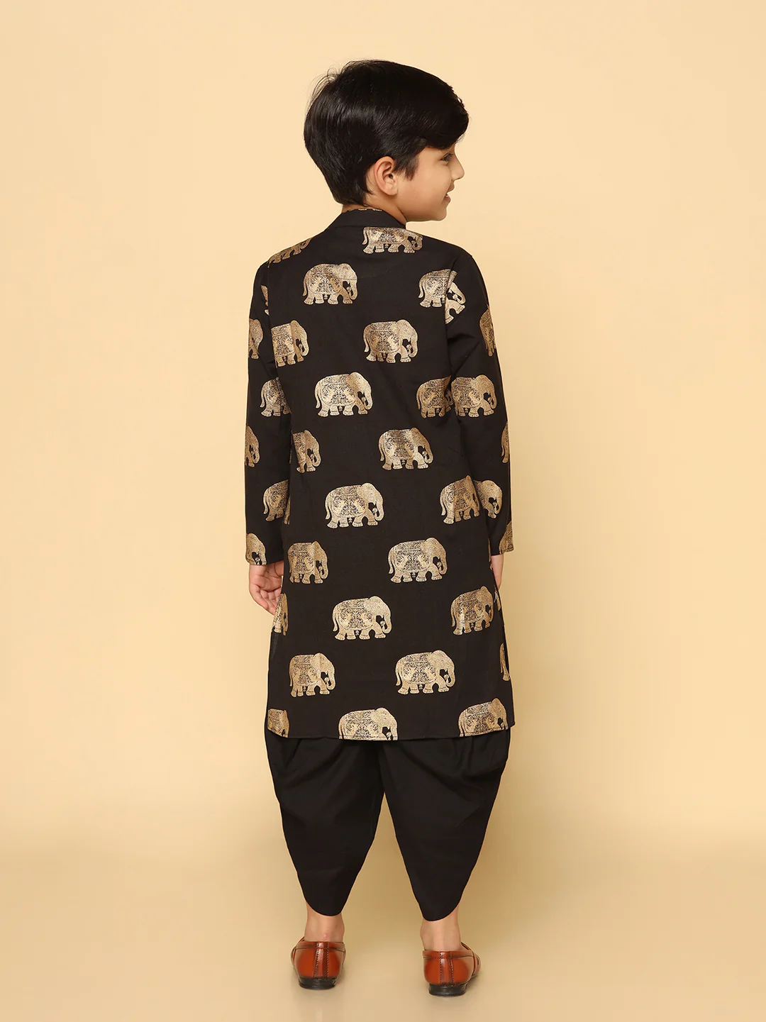 Boy's Black Kurta Dhoti Set - Image 4