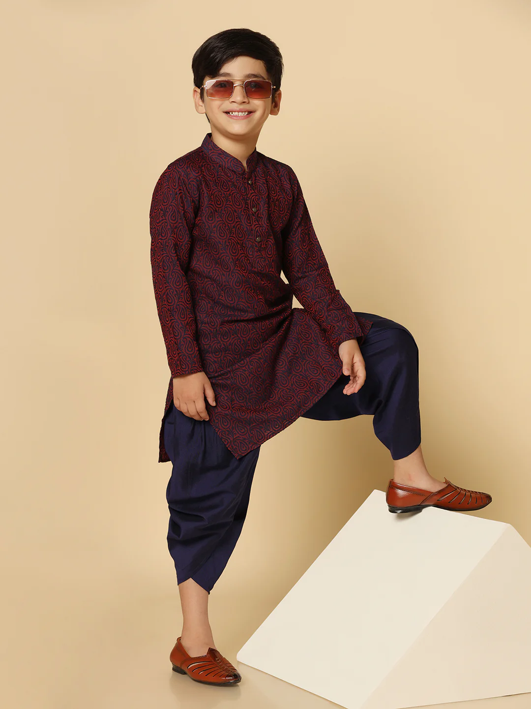 Boy's Purple Kurta Dhoti Set - Image 7