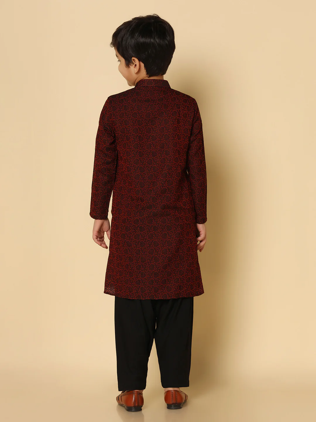 Boy's Maroon Kurta Patiyala Set - Image 4