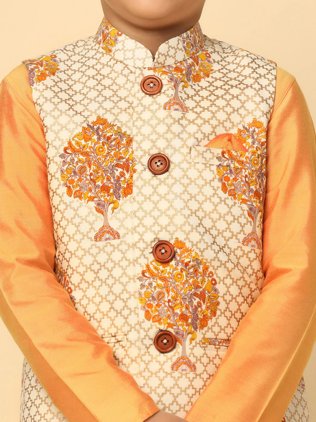 Boy's Gold Printed Jacket - Image 4