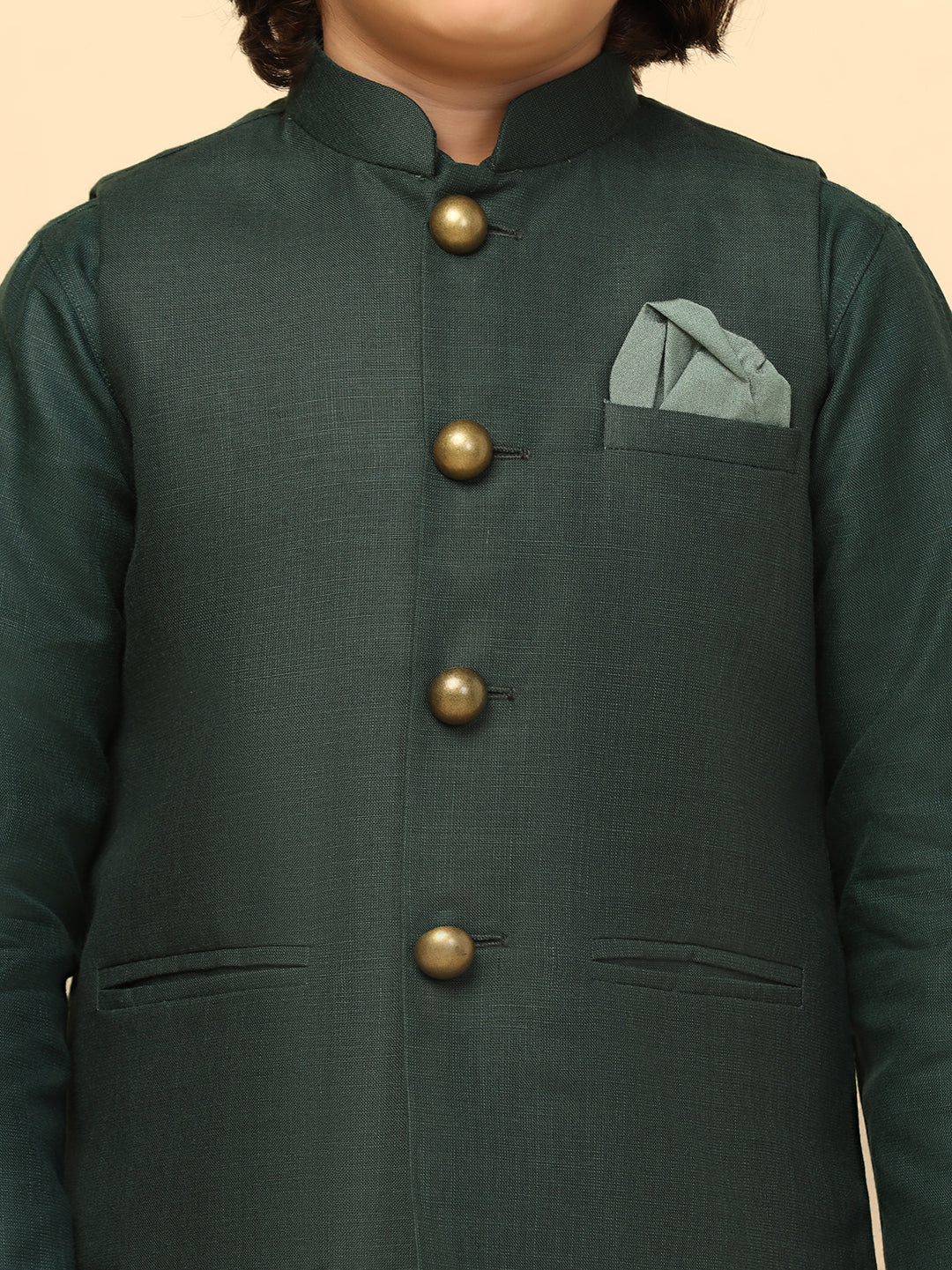 Boys Green Nehru Jacket - Image 5